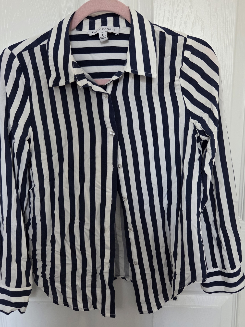 Evan Daniels Navy & White Vertical Stripe Button-Down Shirt